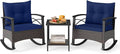 Tangkula 3 Piece Rattan Rocking Chair Set, Patio Rocker Bistro Set w/Acacia by TANGKULA