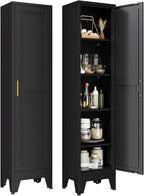 YAUWOH White Narrow Metal Storage Cabinet, Tall Freestanding Cabinet by YAUWOHFactoryOutletsColorfulMetalFurniture