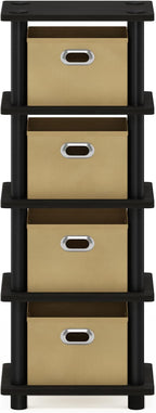 Furinno LACi 4-Bins System Rack, 11.3 x 28.8 Inch, Espresso/Black - Image 5