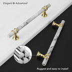 Rergy Cabinet Handles Marble Drawer Pulls and Knobs, T-Bar Hardware - Image 3