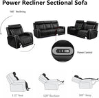 Power Recliner Sofa Set with LED, Breathable Leather Recliner Couch Loveseat - Image 4