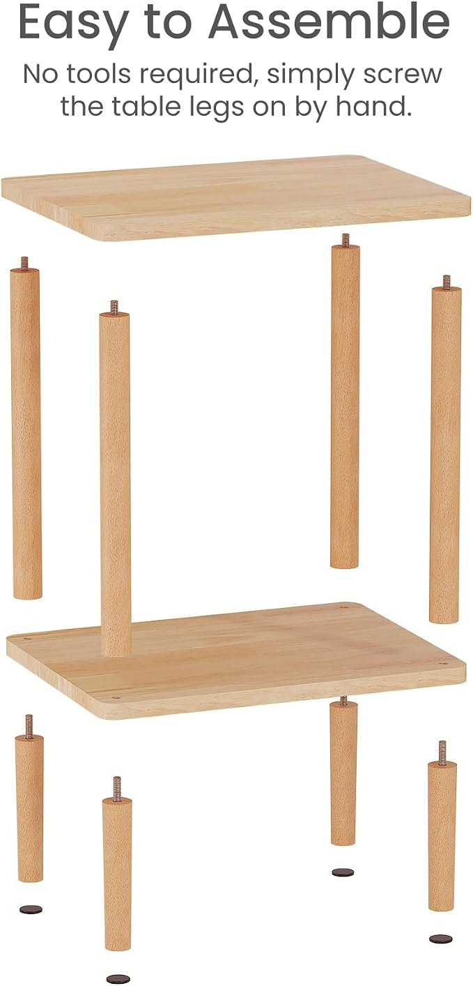 LUCKNOCK Solid Wood Side Table, 2-Tier Small End Table - Image 8
