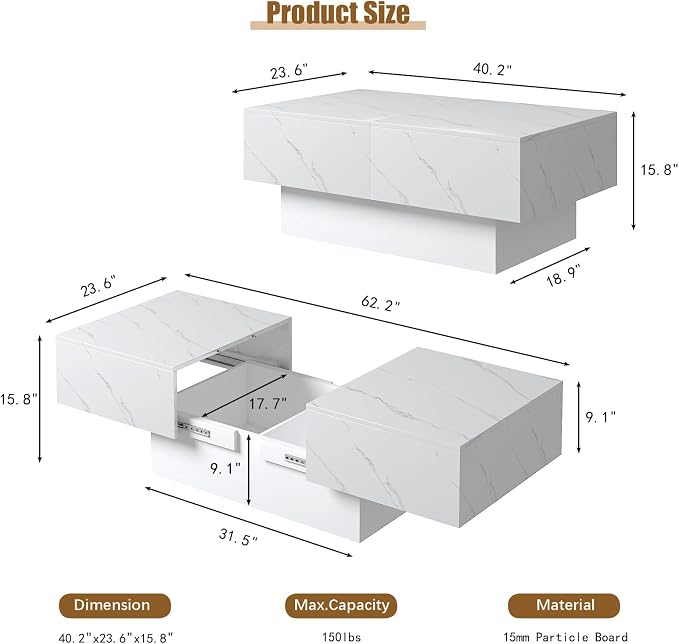Marble Modern Coffee Table - Image 2