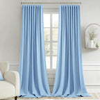 MIULEE Sky Blue Back Tab Blackout Curtains 52x120 Inch Long 2 Panels Set | Rod - Image 9