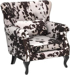Mid Century Modern Accent Chair Upholstered Armchair Comfy Cowhide-Print Fabric - Image 5