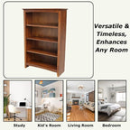 Solid Wood Bookcase 48" High, Adjustable Shelves, Parawood Construction - Image 5