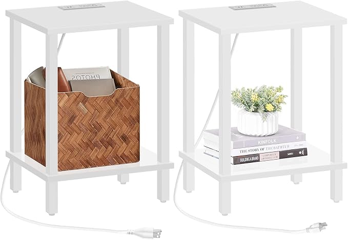 TUTOTAK End Table with Charging Station, Small Side Table with Outlets by ChoosetutotakFurnitureBuildYourCozyHome