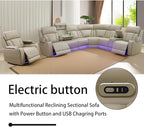 A Ainehome Furniture Reclining Sectional Sofa Set, Breathing Leather Furniture - Image 4