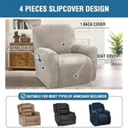 H.VERSAILTEX Velvet Stretch Recliner Couch Covers 4-Pieces Style Recliner Chair - Image 2