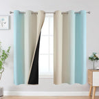 Aqua and Beige Ombre Blackout Curtains 63 Inch by ESTELARTEXTILER