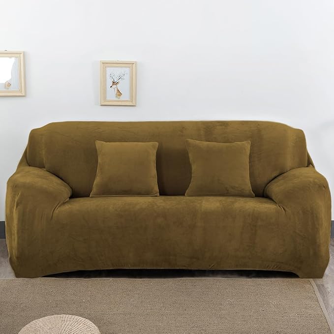 vctops 1-Piece Velvet Plush Stretch Loveseat Sofa Slipcover by vctops
