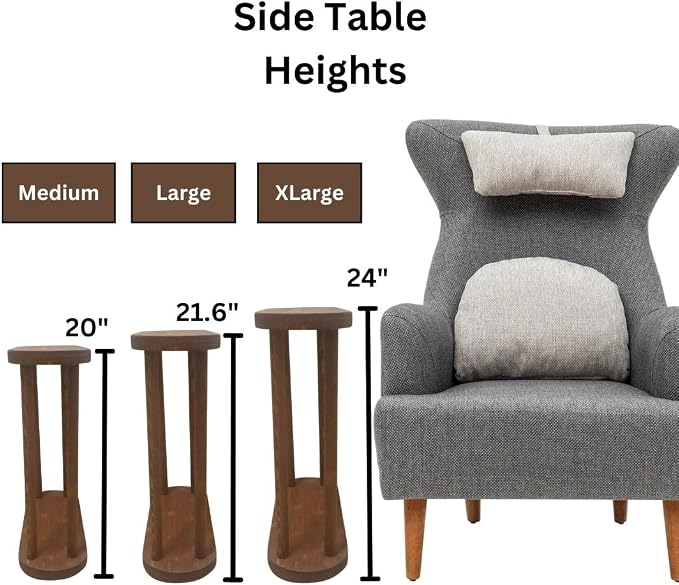 Oval Solid Wood Narrow Side Table, Slim Small Pedestal Coffee Table - Image 3