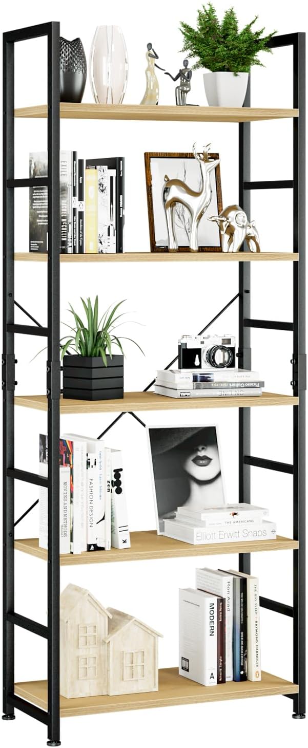 NUMENN 5 Tier Bookshelf, Tall Bookcase Shelf Storage Organizer, Modern Book by NUMENN