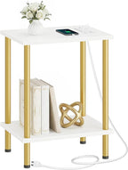 HOOBRO Side Table with Charging Station, End Table with USB Port and Outlet by HOOBRO