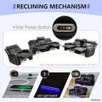 Power Recliner Sofa Set, Breathing Leather Reclining Couch Set, Home Theater - Image 7