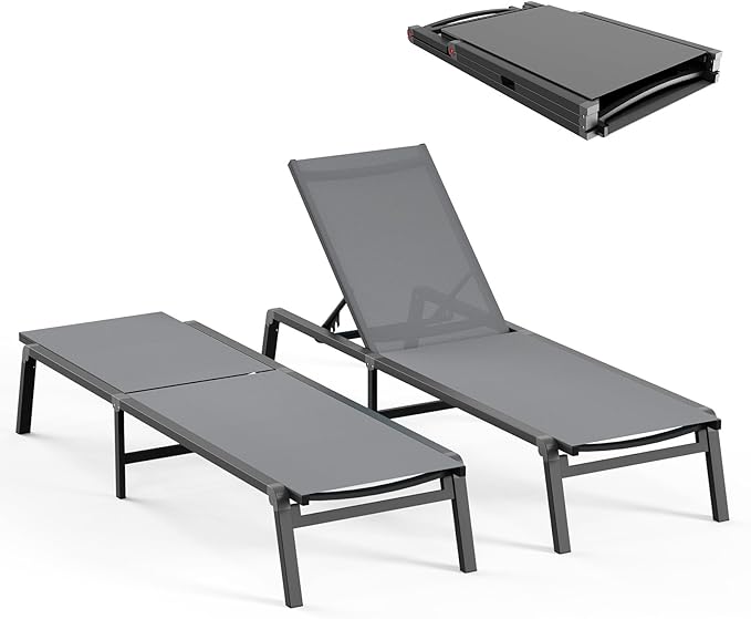 Ciokea Patio Chaise Lounge Chair, Foldable Lounge Chair by CIOKEA