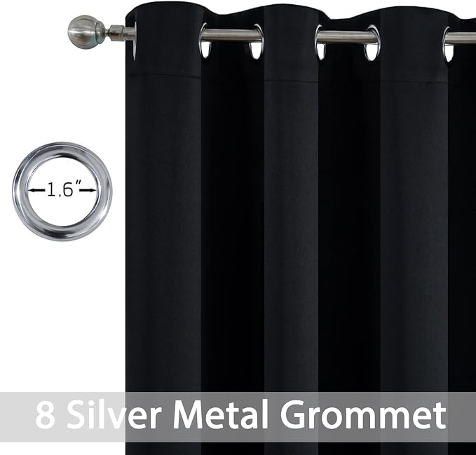 Yakamok Black Room Darkening Curtains 84 inch Sliding Door Drapes | 1 - Image 2