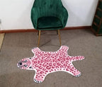 Huichenxing2021FURSTORE Pink Faux Cowhide Leopard Non-Slip Rug 3.3x2.95ft | - Image 6