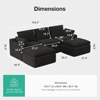 Novilla 104.3" Modular Cloud Couch, Modern Sectional Sofa - Image 2