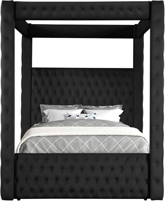 Velvet Canopy Bed Frame King - Image 9