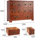 Apothecary Cabinet with 10 Drawers & Labels Rustic Library Card Catalog Cabinet - Image 3
