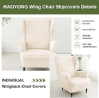HAOYONG Wing Chair Slipcovers Waterproof Spandex Wingback Chair Covers 2 Pieces - Image 4