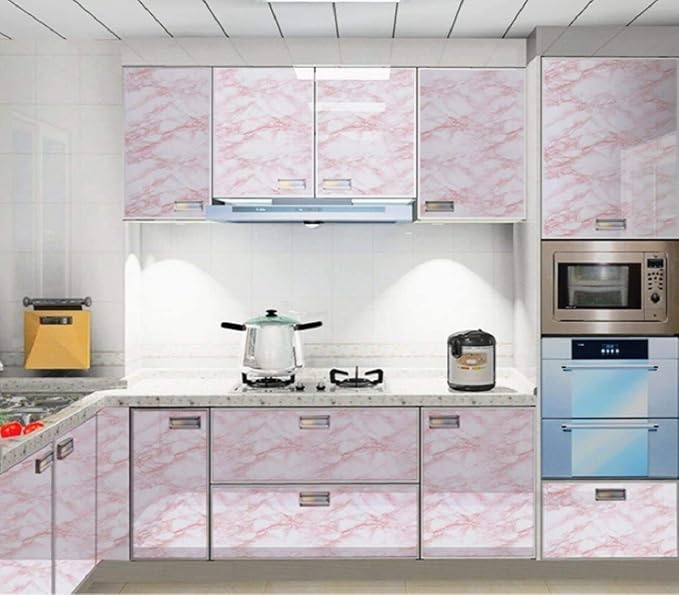 practicalWs 15.7 in x 236.2 in Self-Adhesive White Pink Marble Removable - Image 5