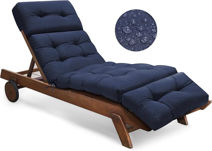 Waterproof Chaise Lounge Chair Cushions Outdoor 74.4 x 22 x 4.7 Inches Memory by Tycdiose