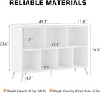 7-Cube Storage Organizer with Natural Wood Legs, Mid-Century Modern Bookcase - Image 3