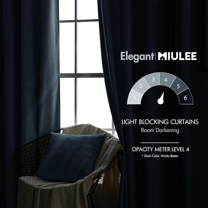 MIULEE Velvet Curtains 52x96 inches 2 Panels Stone Blue Blackout Curtains | - Image 5