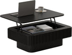 Lift Top Coffee Table for Living Room, Rectangle Handmade Solid Wood Strips by Unknown
