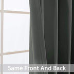 Yakamok Room Darkening Curtains 52x63 inch Length Dark Grey-Living Room | 2 - Image 6