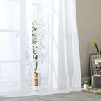 White Sheer Curtains 84 Inches Long 2 Panels Set - Image 8