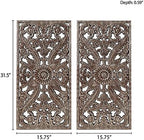 Madison Park Carved Wood Wall Art 2 Piece, Floral Wooden Carving Wall Decor, Bronze Wall Art Living Room Bedroom, Copper Embellished Boho, Ready to Hang, 15.75"W x 31.5"L, Bronze - Image 3