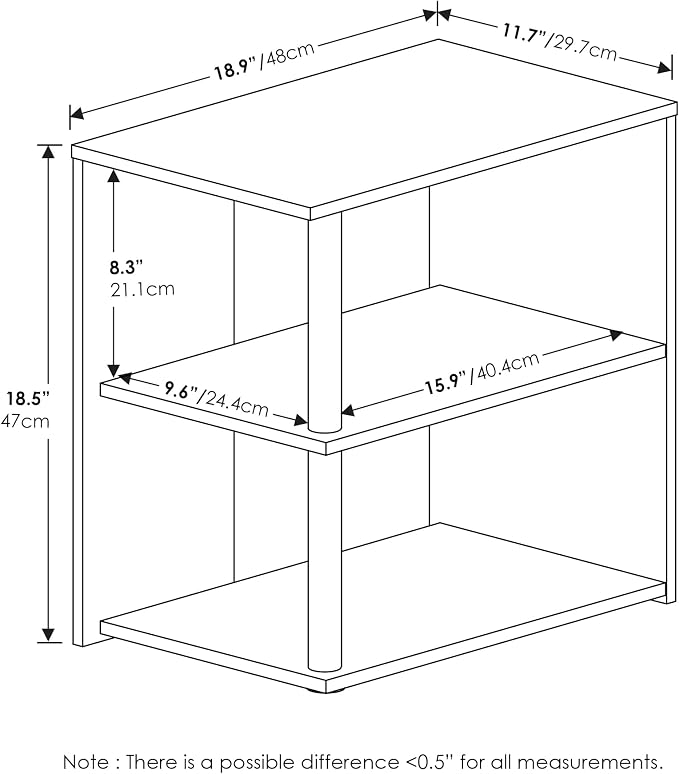 Furinno Romain Side Table, 2-Tier End Table - Image 3