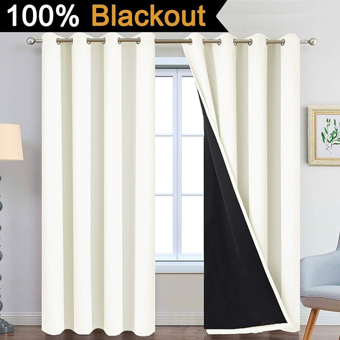 Yakamok Cream 100% Blackout Curtains 96 Inches Long - Image 2
