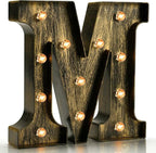 Pooqla Vintage Light Up Marquee Letters with Lights – Illuminated Industrial Style Lighted Alphabet Letter Signs - Coffee Bar Apartment Bedroom Wall Home Initials Decor A-Z by Pooqla