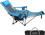 Reclining Camping Chair with Removable Footrest Lounge Chair with Headrest - Image 9