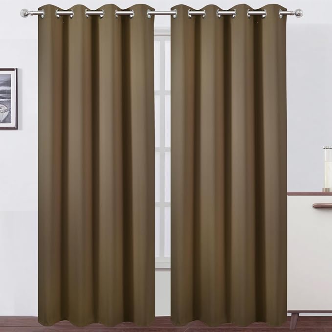Blackout Curtains 66 x 95 inch/Brown Curtains Set of 2 Panels/Thermal Insulated by Lemomo