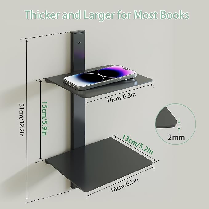 Floating Book Shelves for Wall, 4 Tier Invisible Floating Bookshelf, Vertical - Image 3