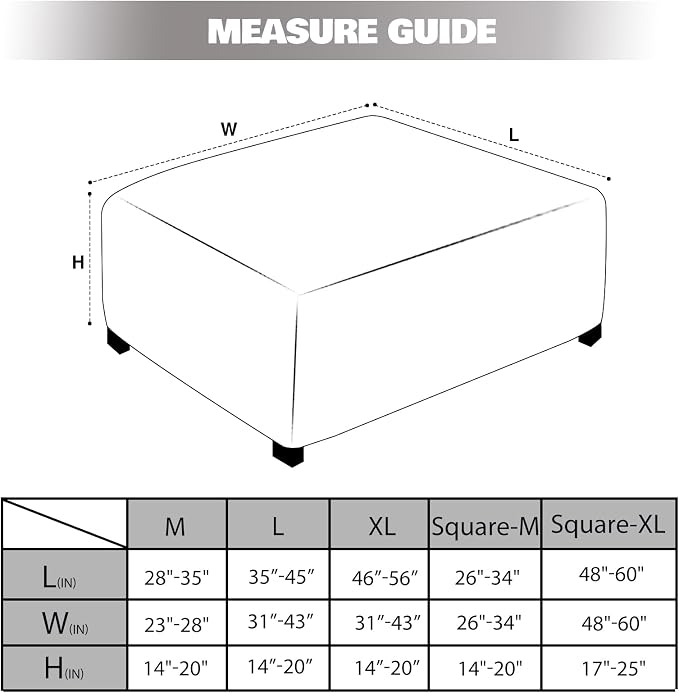 NeColorLife Square Ottoman Cover Jacquard Fabric Ottoman Slipcover Thick - Image 4