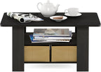 Furinno Coffee Table with Bins, Espresso/Brown - Image 5