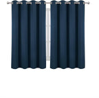 Blackout Curtains 66 x 54 Inch Long Navy Blue Curtains Set of 2 Panels Room - Image 2