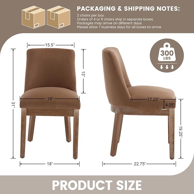 RIVOVA Modern Dining Chairs Set of 4, Comfortable Velvet Fabric Upholstered - Image 2