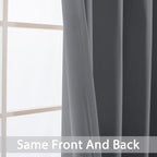 Yakamok Grey Room Darkening Curtains 62x72 inch Gray Grommet-Living Room | 2 - Image 6