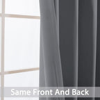 Yakamok Grey Room Darkening Curtains 62x96 inch Gray Grommet-Living Room | 2 - Image 6