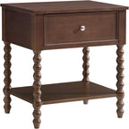 AMERLIFE 24" Walnut Nightstand, Vintage Bedside Table - Image 9