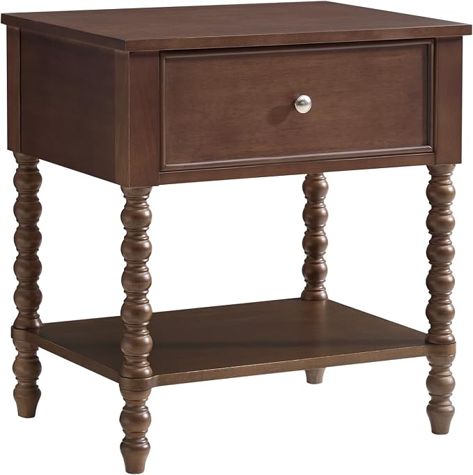 AMERLIFE 24" Walnut Nightstand, Vintage Bedside Table - Image 9