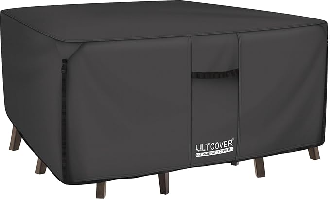 ULTCOVER 600D Tough Canvas Heavy Duty Square Patio Table and Chair Cover by ULTCOVER