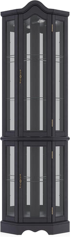 BELLEZE Lighted 3-Side Glass Display Curio Cabinet w/Tempered Glass Doors and - Image 6